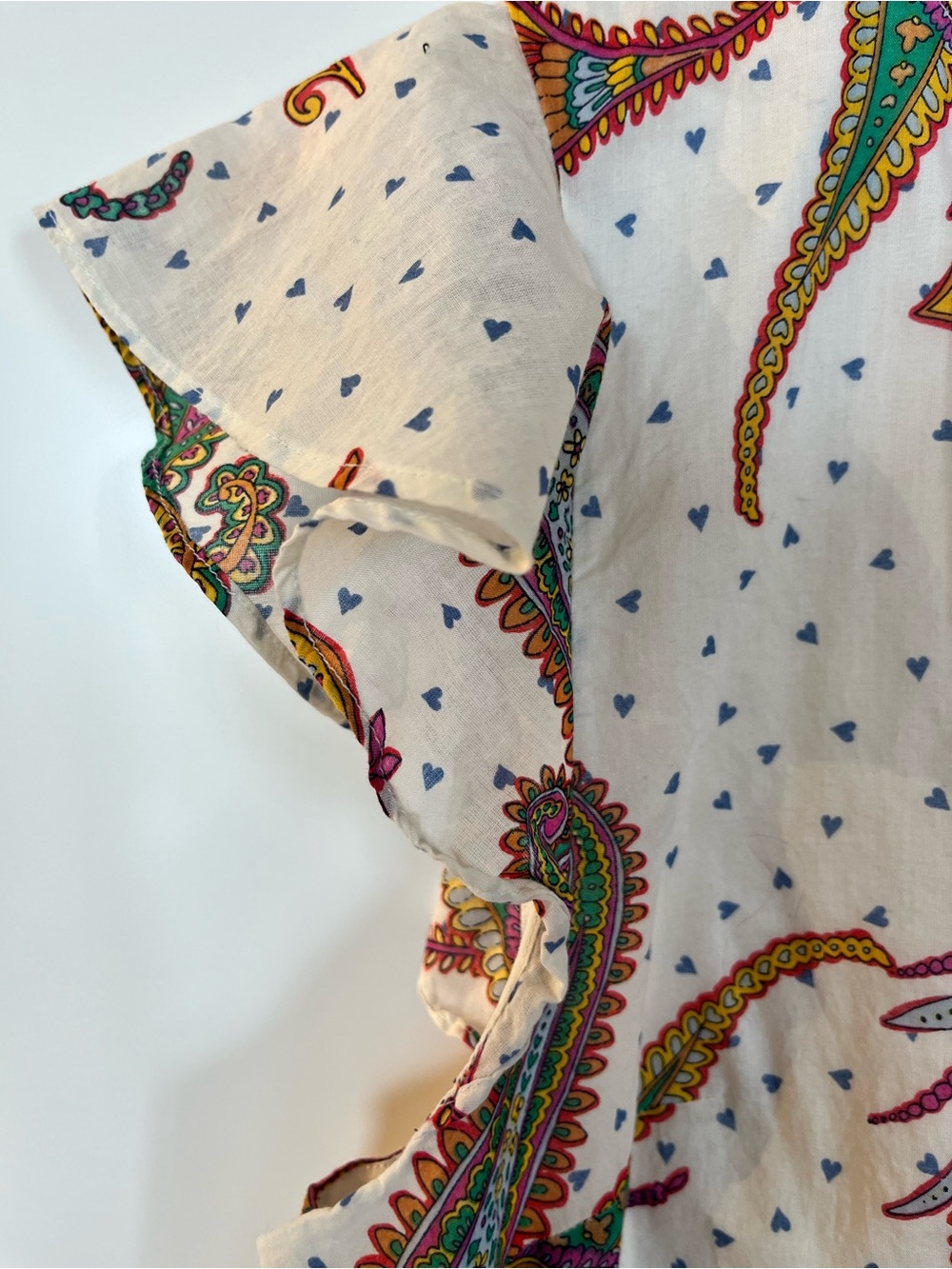 Talbots 100% Cotton Paisley Print Flutter Short Sleeves Hearts XL - Picture 5 of 8